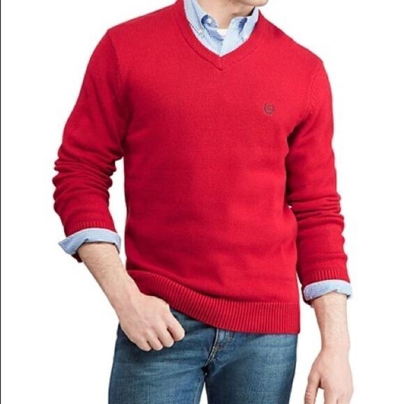 CHAPS winter warm red sweater in 💯% cotton - Picture 1 of 8